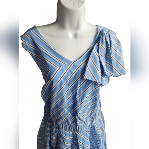 Lane Bryant Blue Striped Sleeveless Below The Knee Dress Size 16 - Picture 2 of 4